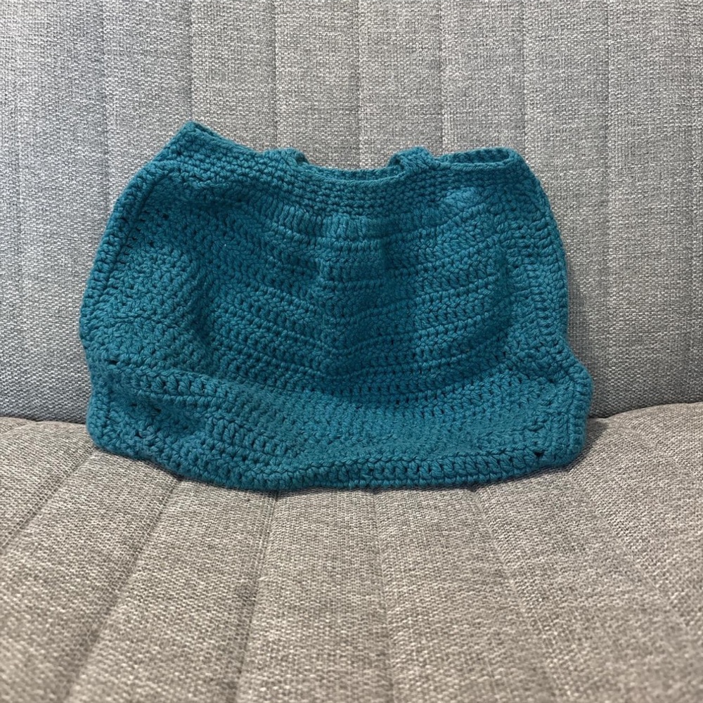 Teal Crochet Tote Bag
